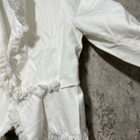 White blazer boho trim casual jacket - Picture 6 of 9